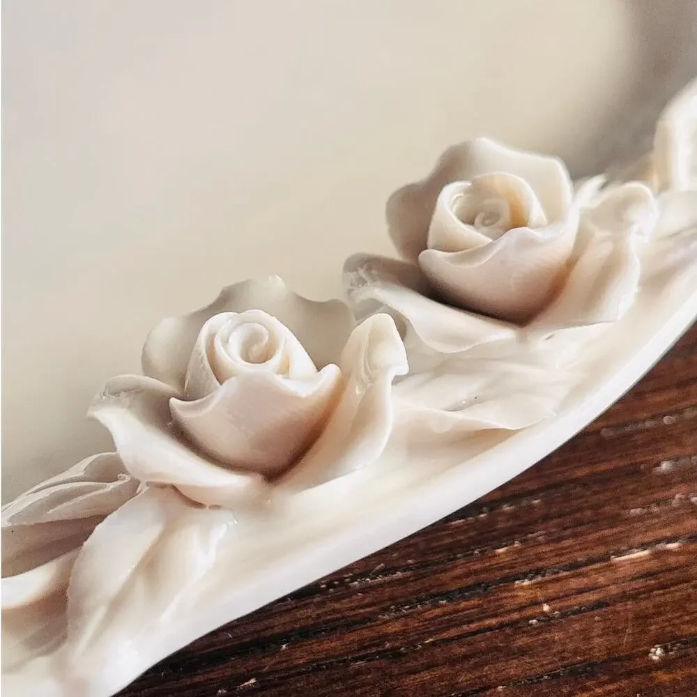 Grace Tea Ware White Porcelain Serving Tray Applied Roses Double Handle 12